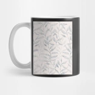 Blue grey and blush watercolour leaves foliage Mug